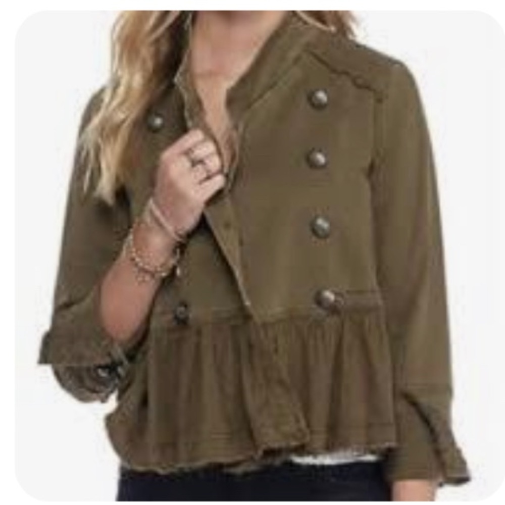 Free people y2k women’s army green peplum utility blazer Xs